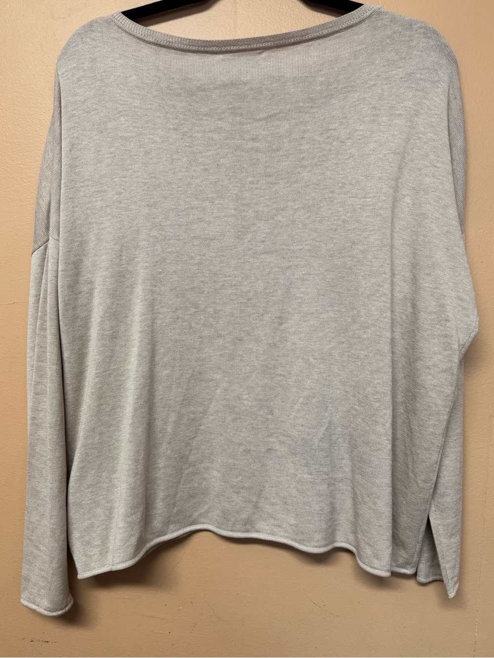Garnet Hill Boxy Fit Sweater Silk Cotton Blend Slouchy Beige Oatmeal M Pullover - Picture 6 of 8